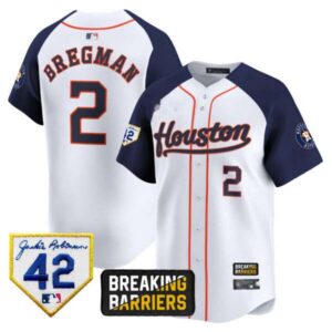 Men’s Houston Astros Jackie Robinson Breaking Barriers Patch Vapor Premier Limited Jersey – All Stitched