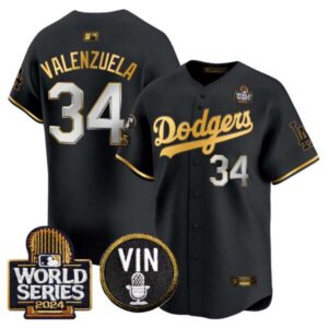 Men’s Dodgers 2024 World Series Gold Trim Vapor Premier Limited Jersey V2 – All Stitched