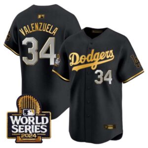 Men’s Dodgers 2024 World Series Gold Trim Vapor Premier Limited Jersey – All Stitched