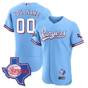 Texas Rangers Texas State Patch Custom Jersey – All Stitched