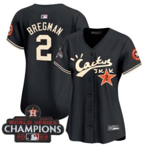 Women’s Houston Astros Cactus Jack Champions Patch Vapor Premier Limited Jersey – All Stitched