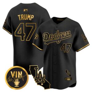 Men’s Dodgers Vin & California Patch Gold Vapor Premier Limited Jersey – All Stitched