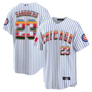 Ryne Sandberg Cubs Mexico Cool Base Jersey – White – All Stitched