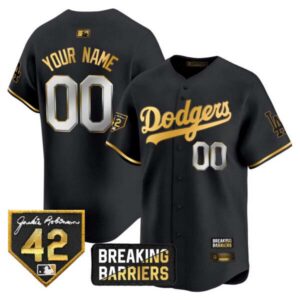 Dodgers Jackie Robinson Breaking Barriers Patch Vapor Premier Limited Custom Jersey – All Stitched