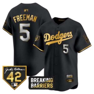 Men’s Dodgers Jackie Robinson Breaking Barriers Patch Vapor Premier Limited Jersey – All Stitched