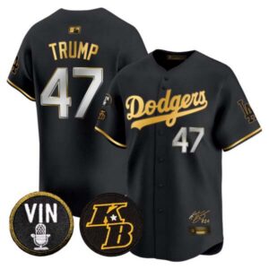 Men’s Dodgers Vin Patch & Kobe Bryant Signature Vapor Premier Limited Jersey – All Stitched