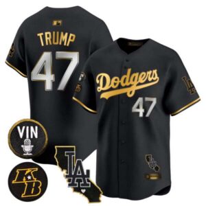 Men’s Dodgers Vin & Kobe Patch Gold Trim Vapor Premier Limited Jersey V2 – All Stitched