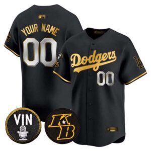 Dodgers Vin & Kobe Patch Gold Trim Vapor Premier Limited Custom Jersey – All Stitched