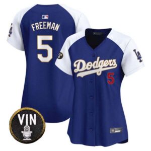 Women’s Dodgers Vin Scully Patch Gold Trim Vapor Premier Limited Jersey – All Stitched