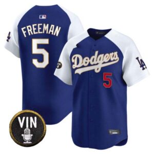 Men’s Dodgers Vin Scully Patch Gold Trim Vapor Premier Limited Jersey – All Stitched