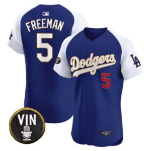 Men’s Dodgers Vin Scully Patch Gold Trim Vapor Premier Elite Jersey – All Stitched