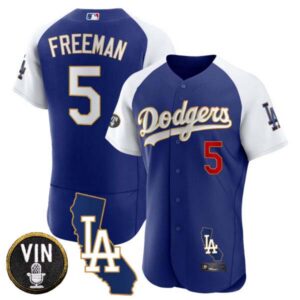 Men’s Dodgers California Patch Gold Trim Flex Base Jersey – All Stitched