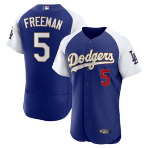 Men’s Los Angeles Dodgers Gold Trim Flex Base Jersey – All Stitched