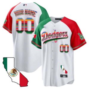 Dodgers Mexico California Map Cool Base Custom Jersey – All Stitched