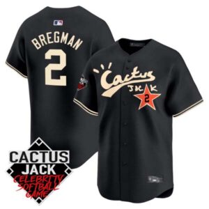 Men’s Astros Cactus Jack Celebrity Softball Game Patch Vapor Premier Limited Jersey V2 – Stitched