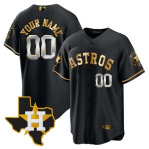 Houston Astros 2024 Gold Custom Jersey – Texas Patch – All Stitched