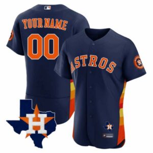 Houston Astros Texas State Patch Custom Jersey – Navy – All Stitched