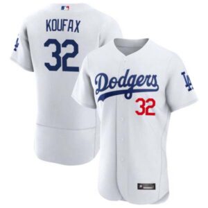 Sandy Koufax Los Angeles Dodgers White Jersey – All Stitched