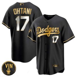 Men’s Shohei Ohtani Dodgers Black Limited Vin Scully Patch Jersey – All Stitched