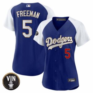 Women’s Dodgers Vin Scully Patch Gold Trim Jersey – All Stitched