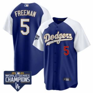 Men’s Dodgers World Series Champions Patch Cool Base Gold Trim Jersey – All Stitched