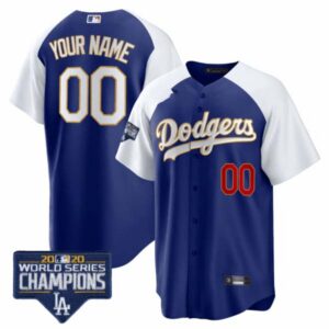 Dodgers World Series Champions Patch Cool Base Custom Jersey – All Stitched