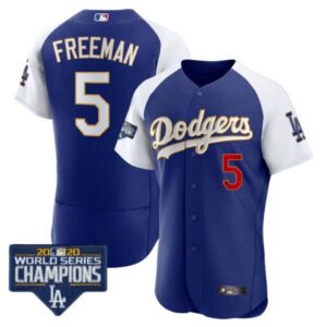 Men’s Dodgers World Series Champions Patch Flex Base Gold Trim Jersey – All Stitched