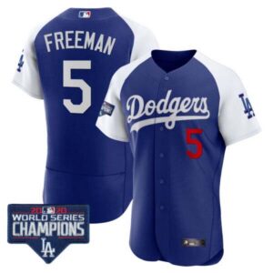 Men’s Dodgers World Series Champions Patch Flex Base Jersey – All Stitched