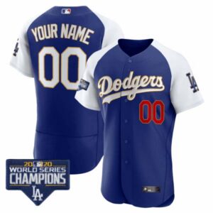 Dodgers World Series Champions Patch Flex Base Custom Jersey – All Stitched