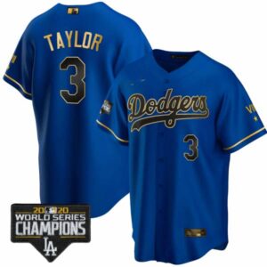 Men’s Dodgers Royal Gold World Series 2020 Patch Jersey – All Stitched