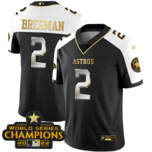 Houston Astros 2023 Champions Patch Vapor Gold Jersey – All Stitched