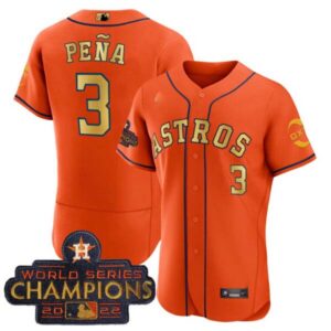 Jeremy Pena Houston Astros Orange Gold Oxy Patch Jersey – All Stitched