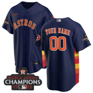 Houston Astros Navy Custom Name and Number Jersey – All Stitched