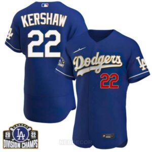 Women’s Los Angeles Dodgers Patch NL West Division Champions 2022 Jersey – All Stitched