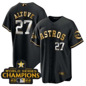 Houston Astros José Altuve Black Gold Rush Jersey – All Stitched