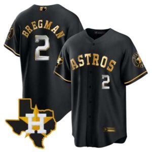 Men’s Houston Astros 2024 Gold Jersey – Texas Patch – All Stitched