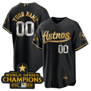Astros Champions & Throwback Patch Gold Custom Jersey V2 – All Stitched