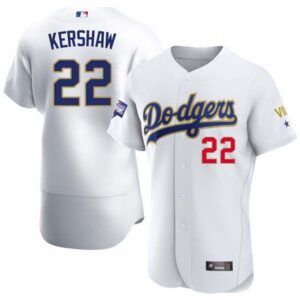 Los Angeles Dodgers 2020 Championship Gold Trim Flex Base White Jersey – All Stitched