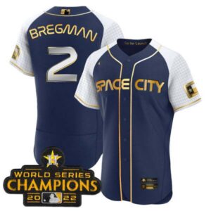 Men’s Astros 2023 Space City Champions Alternate Navy Flex Jersey – All Stitched