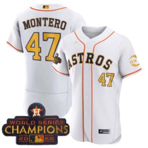 Rafael Montero Houston Astros 2022 Champions Gold Rush Flex Base Jersey – All Stitched