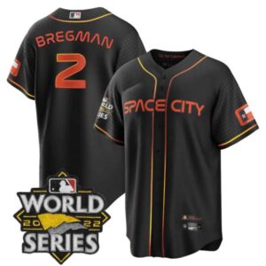 Men’s Astros Space City Black & White Jersey – All Stitched
