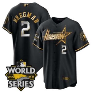 Men’s Astros World Series Black Gold Special Jersey – All Stitched