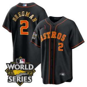 Men’s Astros 2022 World Series Gold Trim Jersey – All Stitched