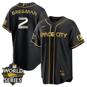 Men’s Houston Astros Space City Gold 2022 World Series Jersey – All Stitched