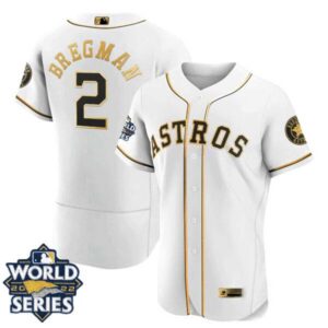 Houston Astros Flex Base White Gold 2022 World Series Jersey – All Stitched