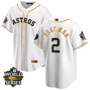 Houston Astros Cool Base White Gold 2022 World Series Jersey – All Stitched