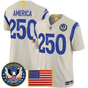 Men’s Los Angeles Rams 2025 “United States 250th Anniversary Patch” Vapor Limited Jersey – All Stitched