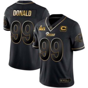 Men’s Los Angeles Rams Super Bowl LVI Black Gold Jersey – All Stitched