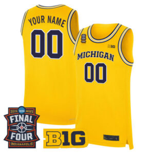 Michigan Wolverines 2026 Final Four Patch Custom Basketball Jersey – All Stitched