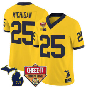 Men’s Michigan Wolverines 2025 Cheez-It Citrus Bowl Vapor Limited Jersey – All Stitched